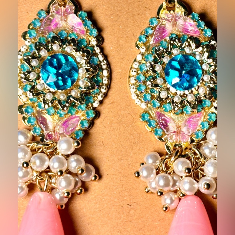 Elegant Butterfly Floral Tassel Statement Earrings – Soft Girl Luxury Style - Picture 7 of 7